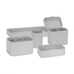 A set of desk organizer containers