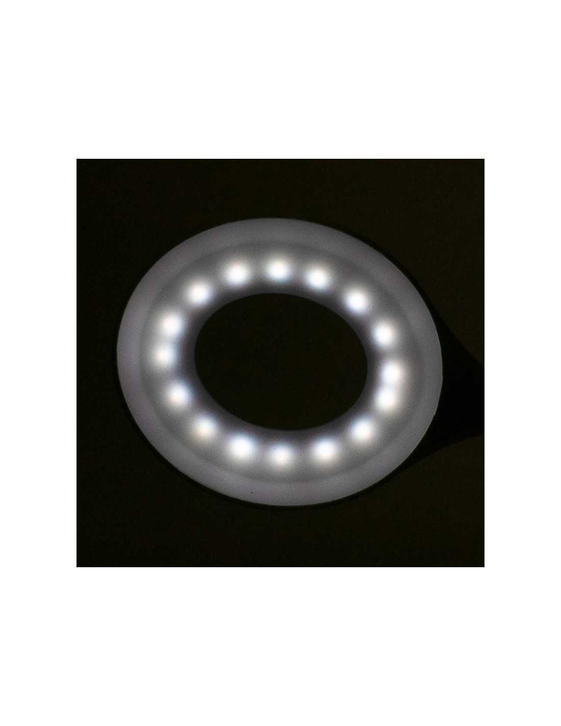 LED-Schlangenringlicht auf weißem Schreibtisch