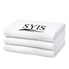 Syis badstof handdoek met logo 70 x 140 - wit