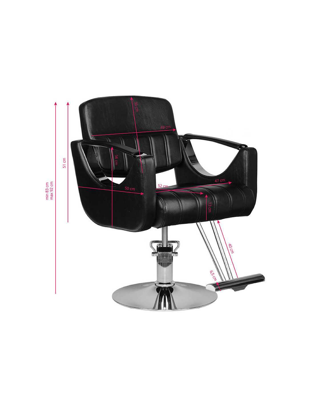 Rovigo black hairdressing chair {attributes}