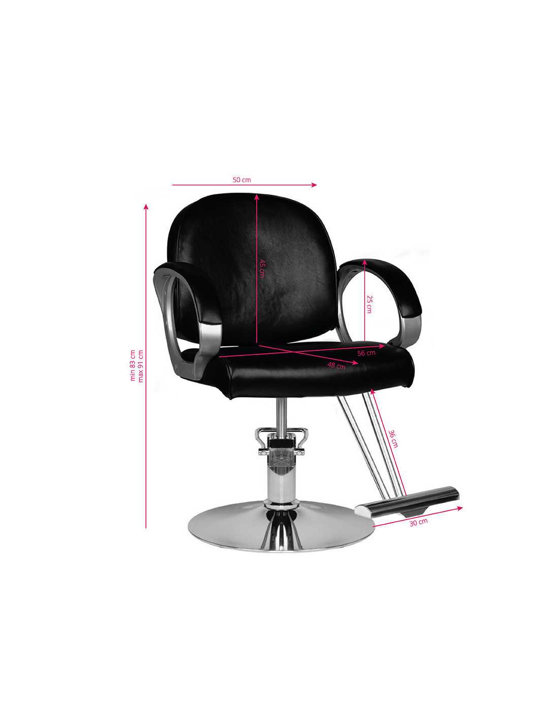 Spezia black hairdressing chair {attributes}