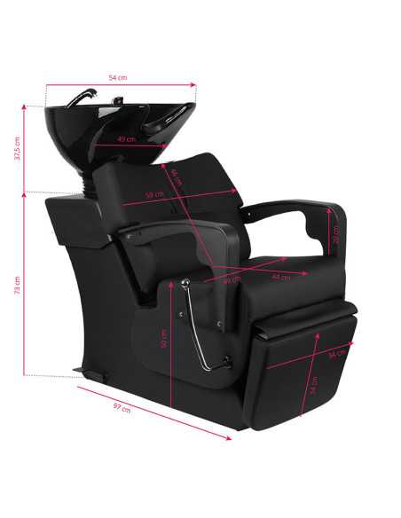 Lavaggio parrucchiere Gabbiano C37 nero regolabile 