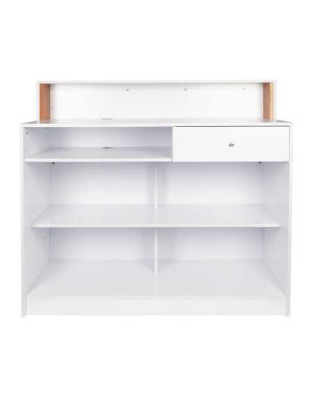 Mostrador de recepción estilo Chesterfield en blanco y negro 