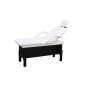 Beige fixed massage table with wooden box