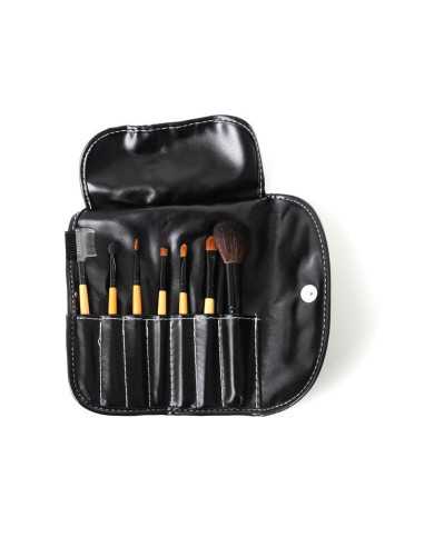 Set de pinceaux maquillage 7 éléments étui noir 