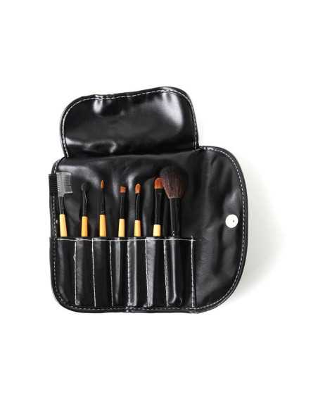 Set de pinceaux maquillage 7 éléments étui noir 