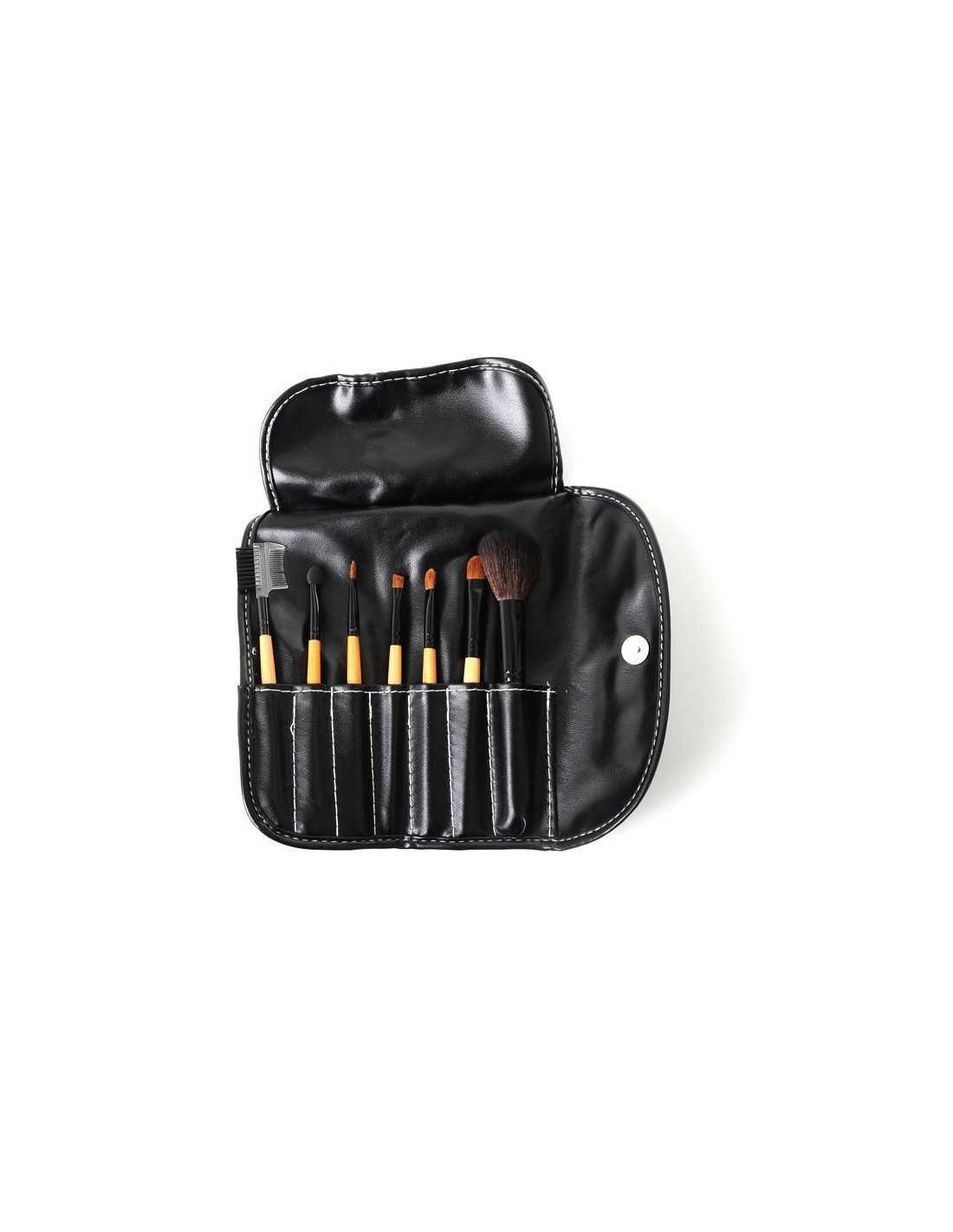 Set de pinceaux maquillage 7 éléments étui noir 