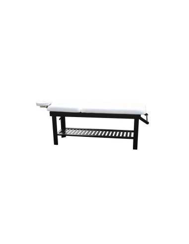 Massagetafel 2216.A26.DB Vaste massagetafel met 2 secties in wengékleurig hout