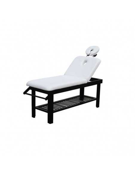 Fixed massage table with 2 sections in wenge-coloured wood