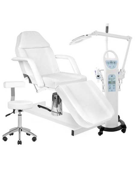 Ensemble de récolteuse Sonia Azzurro 15en1 + chaise cosmétique hydraulique + tabouret cosmétique 