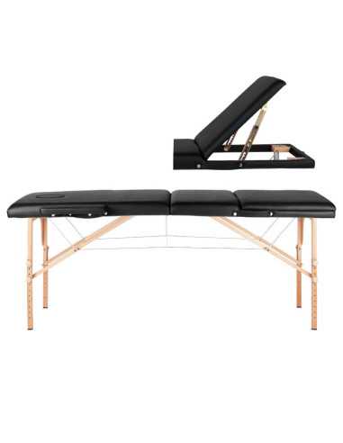 Table de massage pliante en bois 3 segments Comfort Activ Fizjo noir 