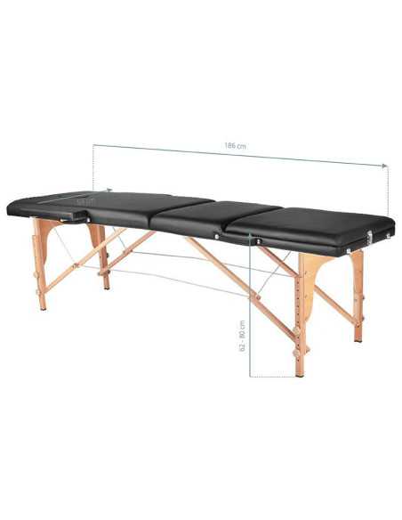 Table de massage pliante en bois 3 segments Comfort Activ Fizjo noir 