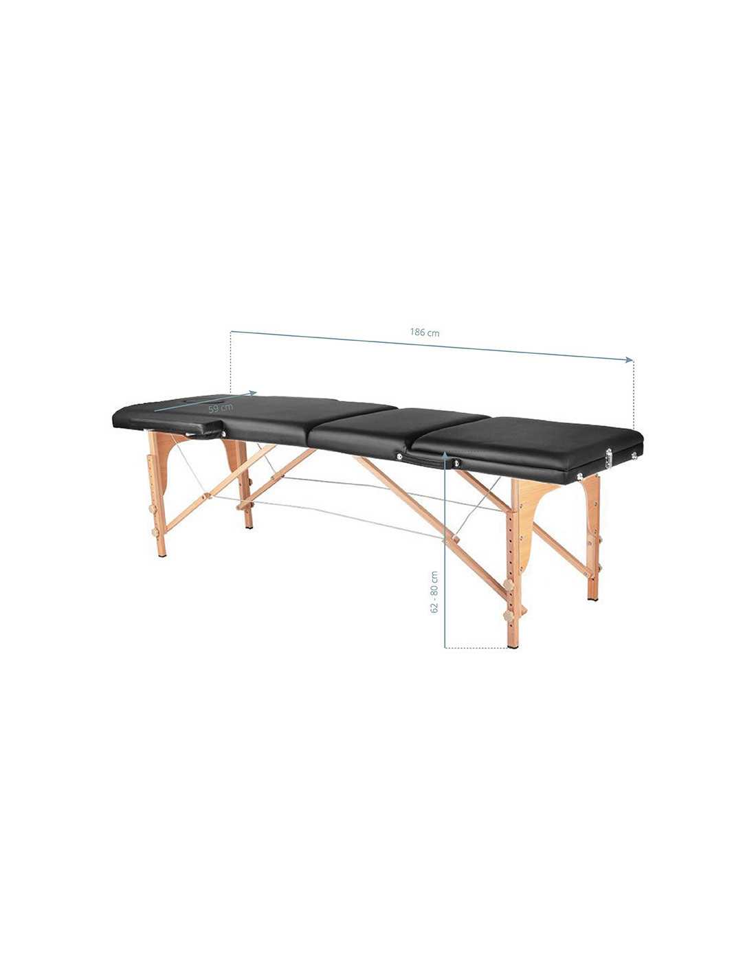 Table de massage pliante en bois 3 segments Comfort Activ Fizjo noir 