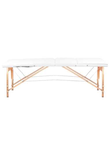 Comfort Activ Fizjo Camilla de masaje plegable de madera de 3 segmentos blanca