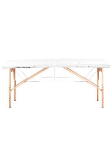 Table de massage pliante en bois 3 segments Comfort Activ Fizjo blanc 