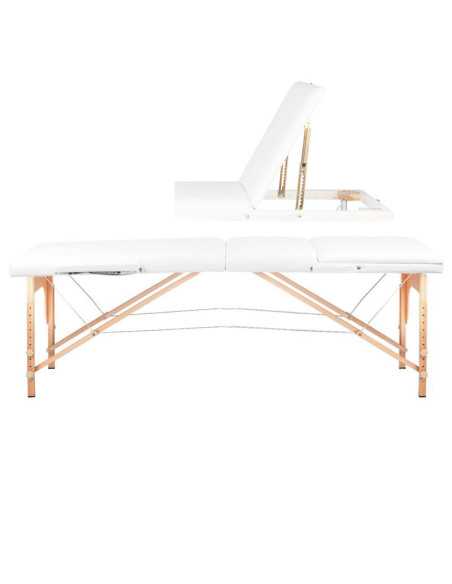 Table de massage pliante en bois 3 segments Comfort Activ Fizjo blanc 