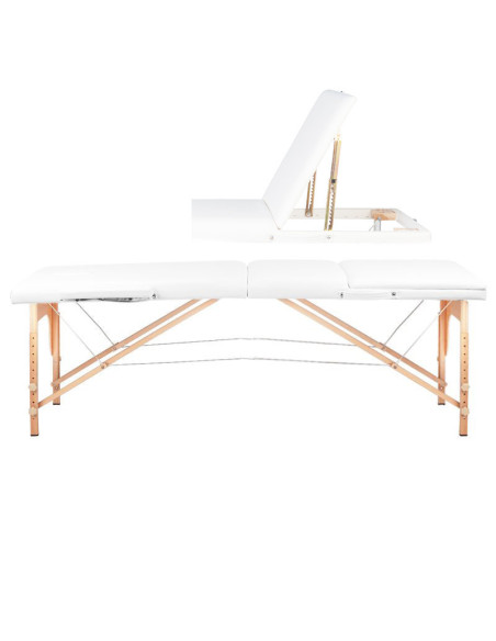 Table de massage pliante en bois 3 segments Comfort Activ Fizjo blanc 