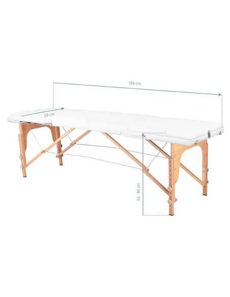 Table de massage pliante en bois 3 segments Comfort Activ Fizjo blanc 