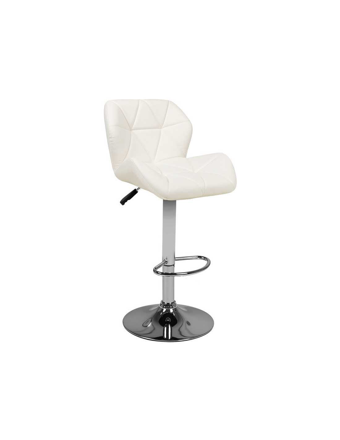 M01 White Adjustable Padded Bar Stool