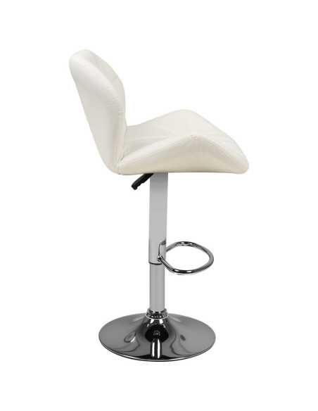 Tabouret de bar matelassé réglable blanc M01 