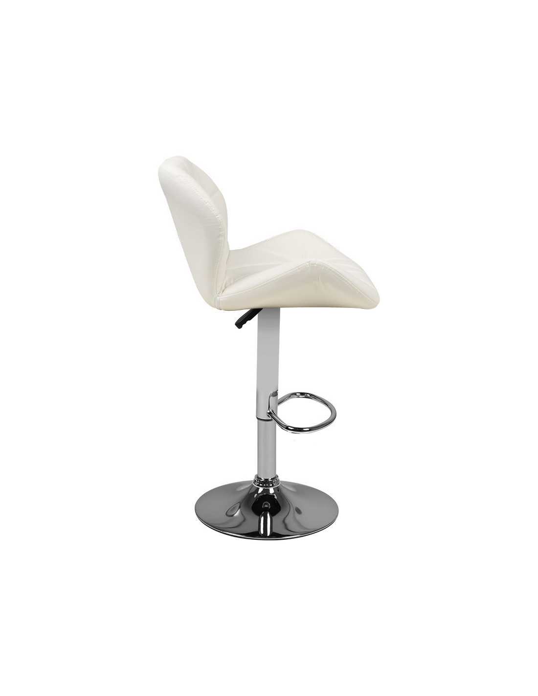 M01 White Adjustable Padded Bar Stool