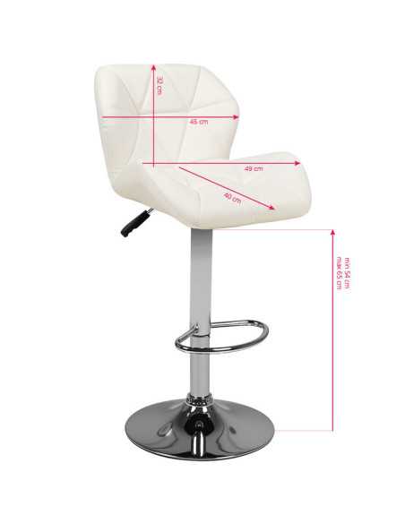 Tabouret de bar matelassé réglable blanc M01 