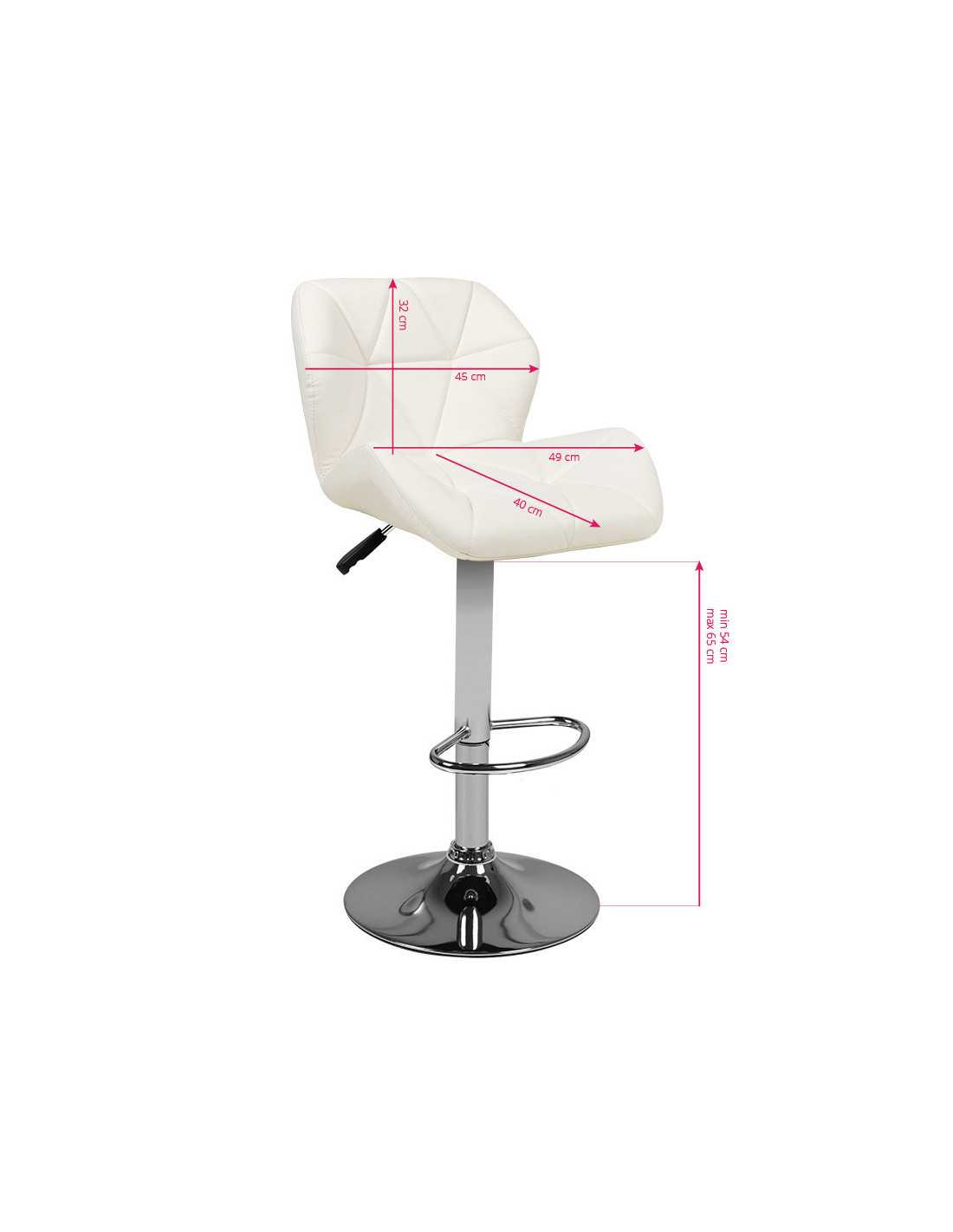 M01 White Adjustable Padded Bar Stool