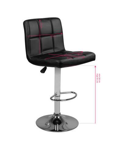 Taburete de bar capitoné ajustable negro M06