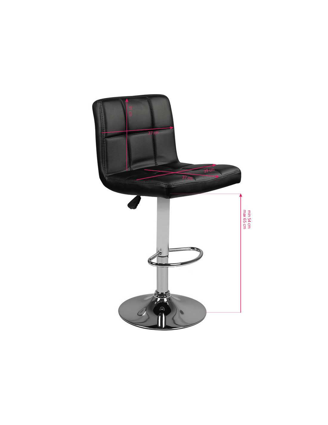 M06 Black Adjustable Padded Bar Stool