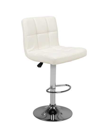 Tabouret de bar matelassé réglable blanc M06 