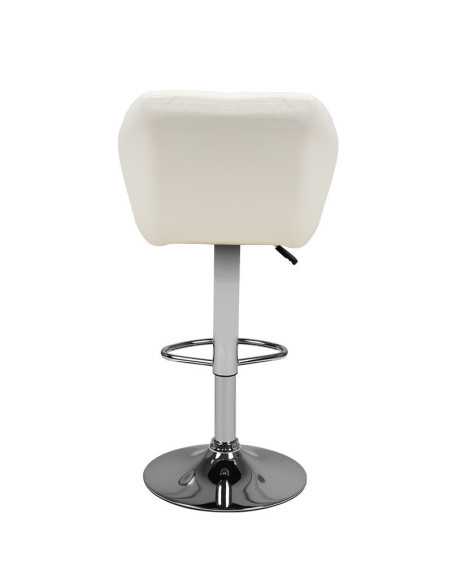Tabouret de bar matelassé réglable blanc M06 
