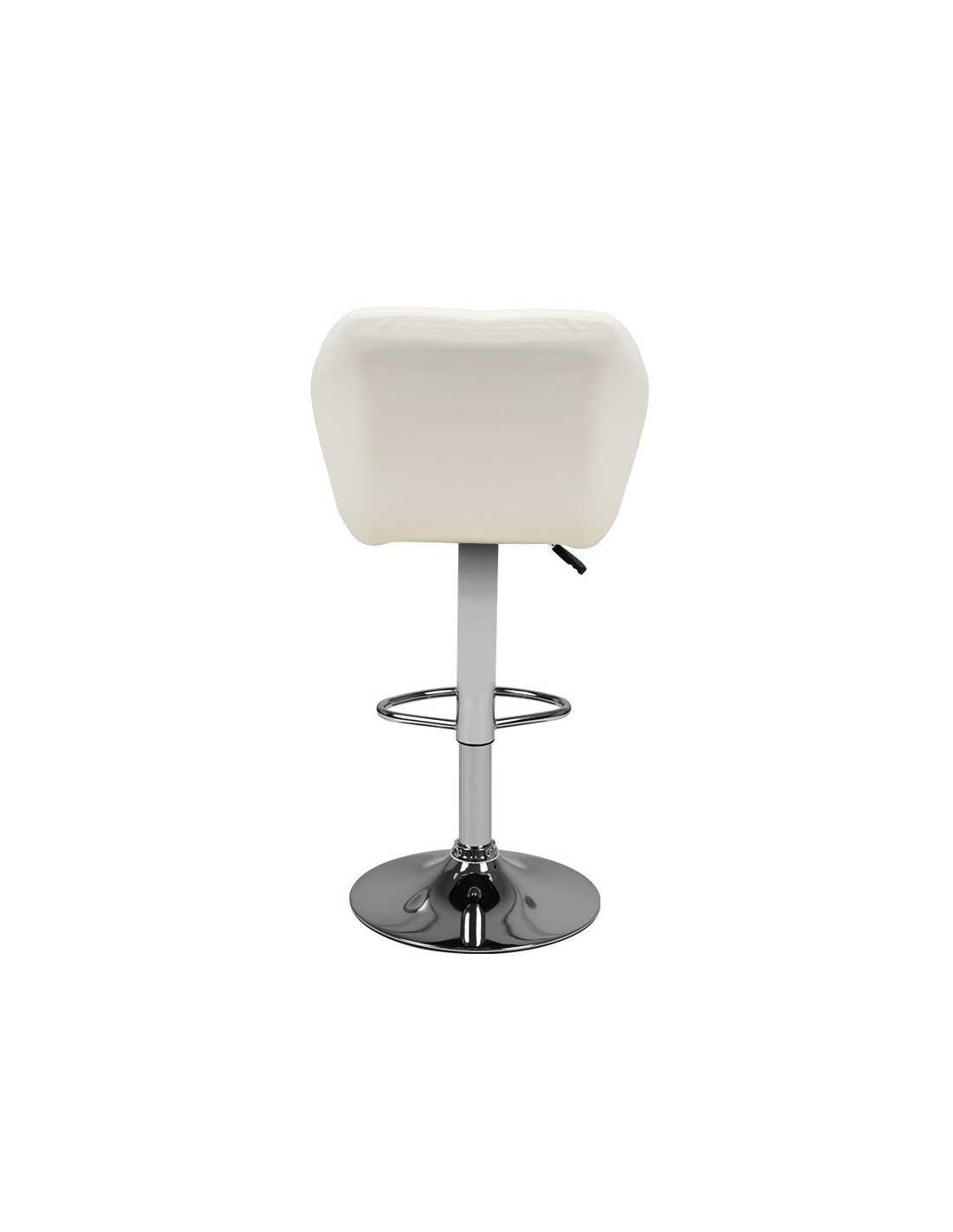 Taburete de bar capitoné ajustable blanco M06