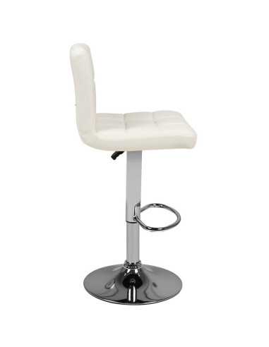 Tabouret de bar matelassé réglable blanc M06 