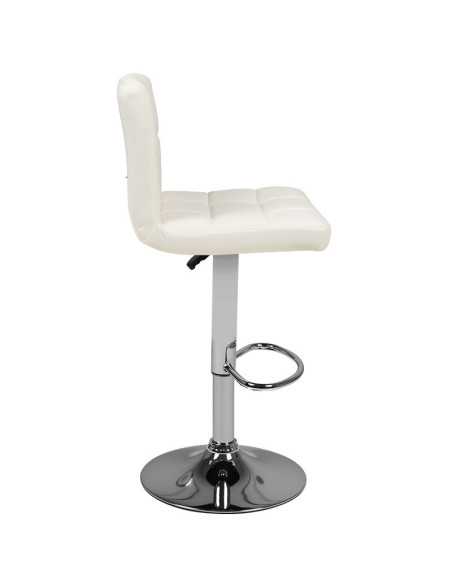 Tabouret de bar matelassé réglable blanc M06 