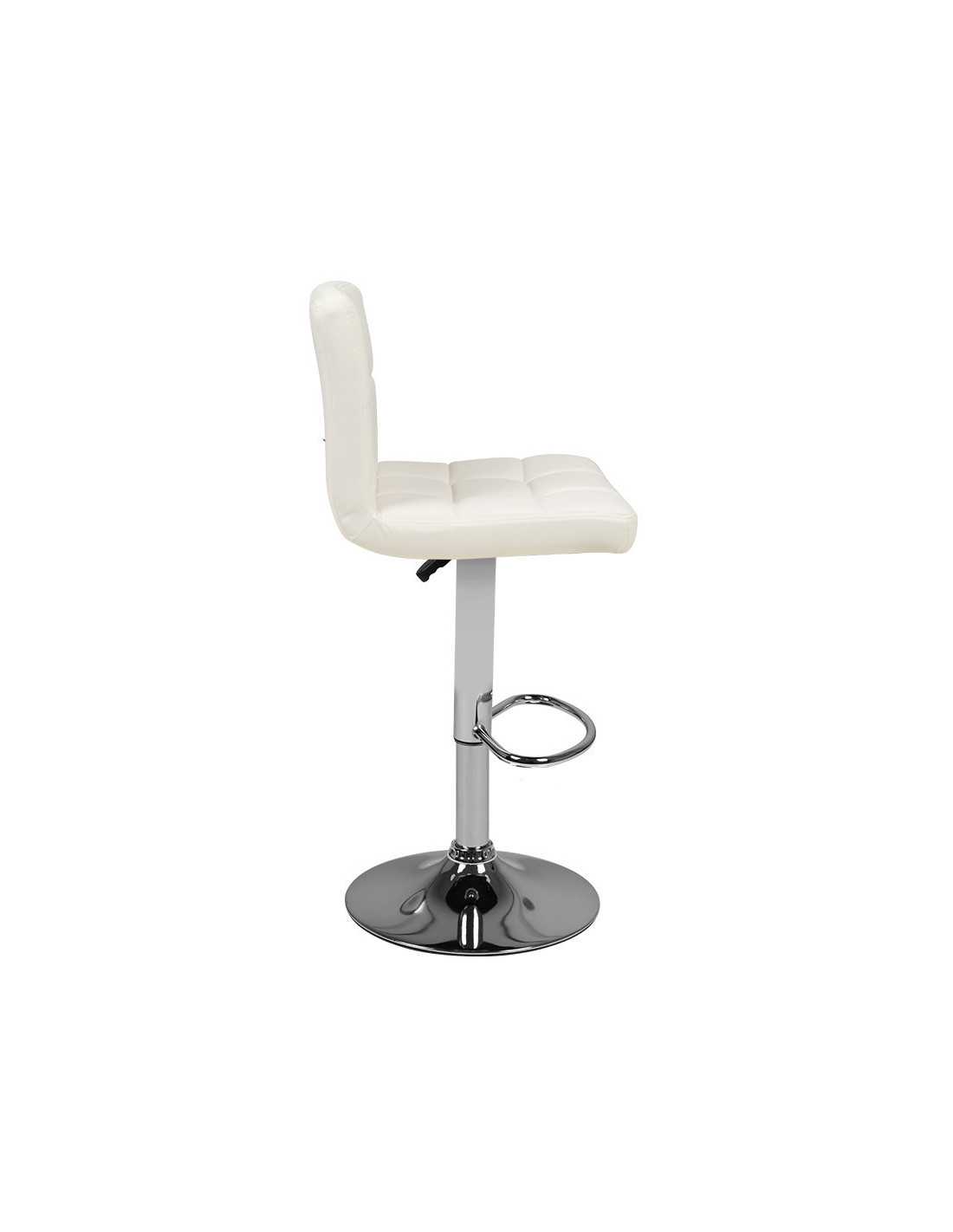 Taburete de bar capitoné ajustable blanco M06