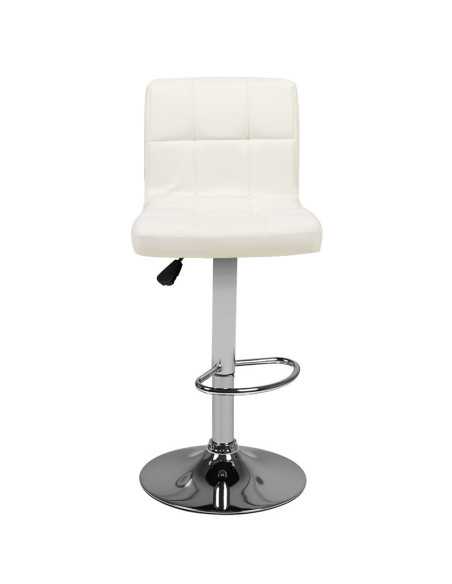 Tabouret de bar matelassé réglable blanc M06 