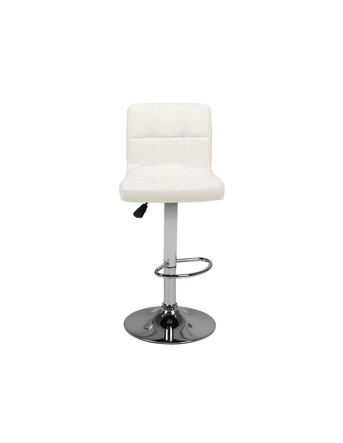 Taburete de bar capitoné ajustable blanco M06