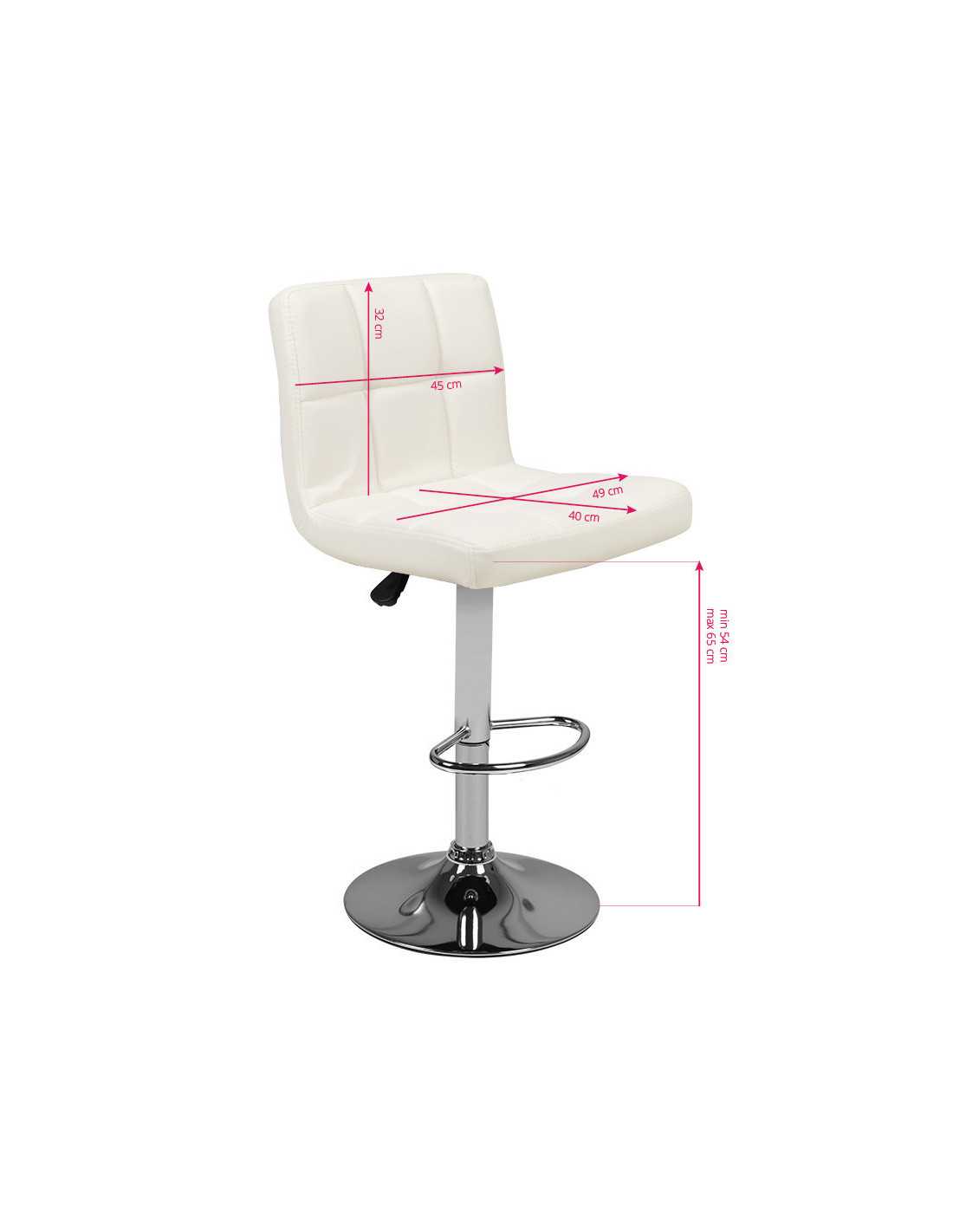 Taburete de bar capitoné ajustable blanco M06