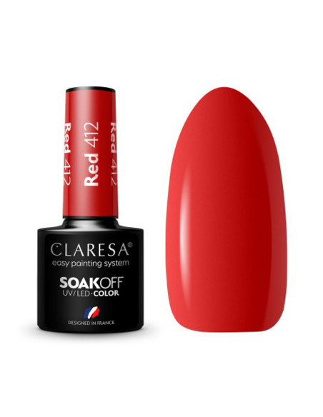 CLARESA Lakier hybrydowy RED 412 -5g 