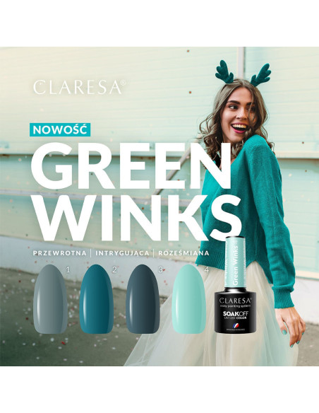 CLARESA lakier hybrydowy GREEN WINKS 2 -5g 