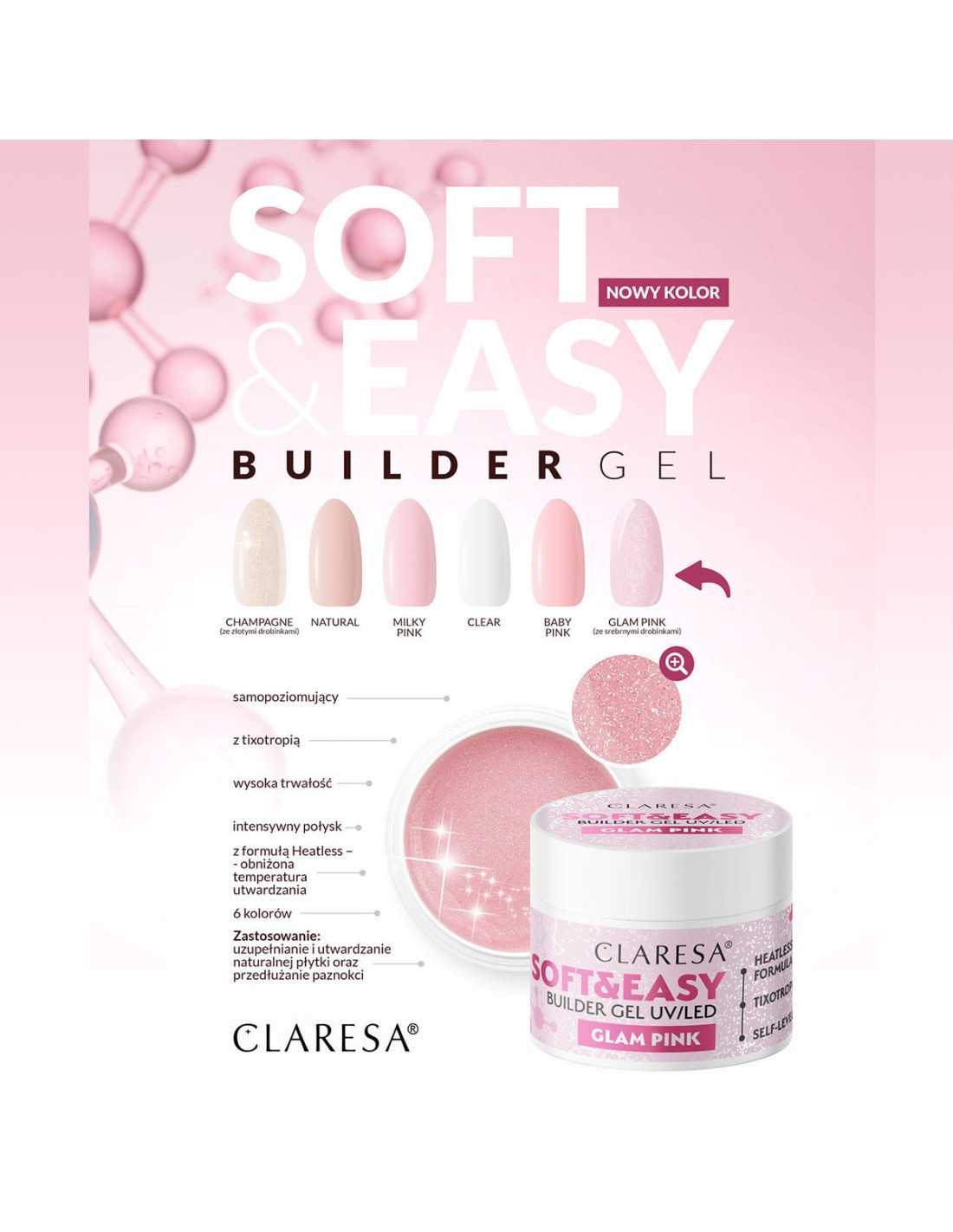 Claresa Soft&Easy glam pink construction gel 90g 
