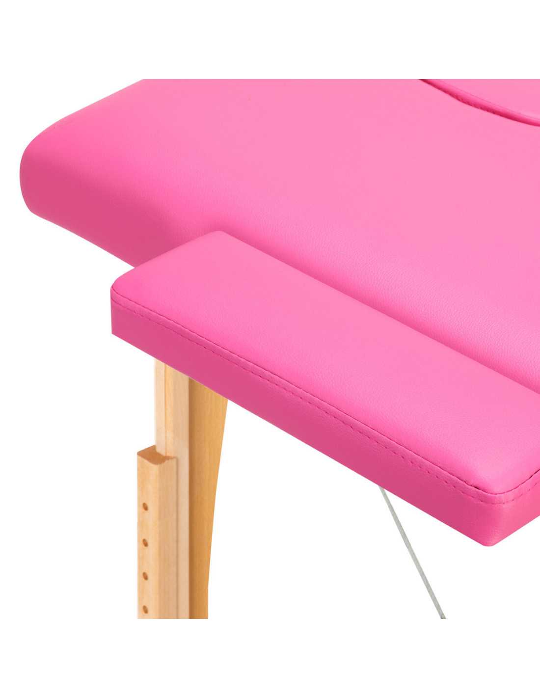 Comfort Activ Fizjo 2-segment wooden folding massage table in pink