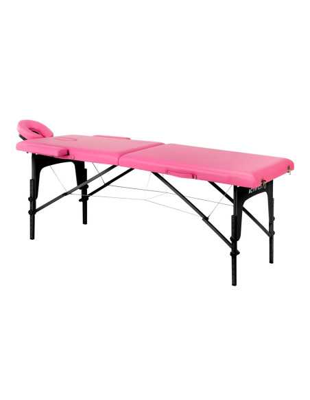 Table de massage pliante Comfort Activ Fizjo, 2 segments, rose, bois noir 