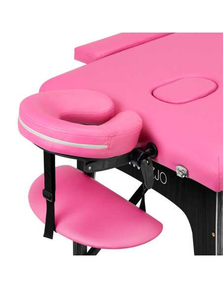 Table de massage pliante Comfort Activ Fizjo, 2 segments, rose, bois noir 