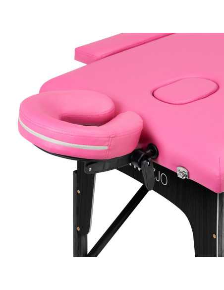 Lettino da massaggio pieghevole Comfort Activ Fizjo, 2 segmenti, rosa, legno nero