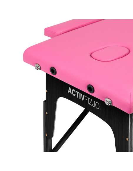 Table de massage pliante Comfort Activ Fizjo, 2 segments, rose, bois noir 