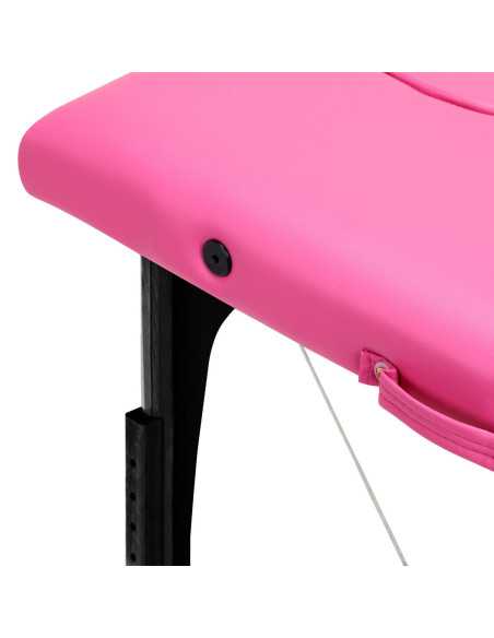 Table de massage pliante Comfort Activ Fizjo, 2 segments, rose, bois noir 