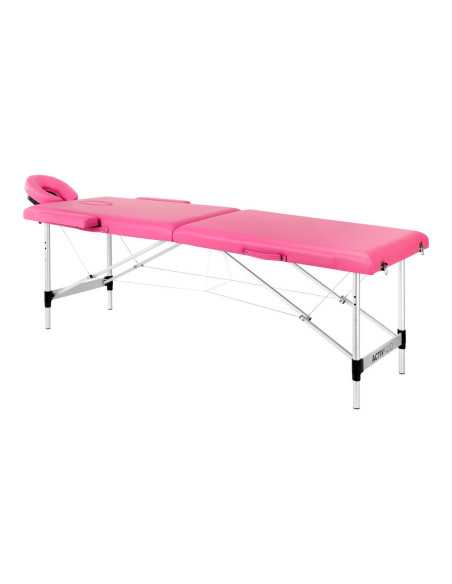 Table de massage pliante confort aluminium Activ Fizjo 2 segments rose 