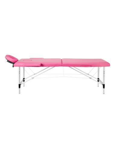 Activ Fizjo 2-segment comfort folding massage table in aluminium, pink