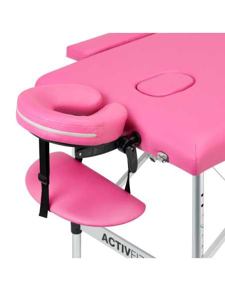 Table de massage pliante confort aluminium Activ Fizjo 2 segments rose 